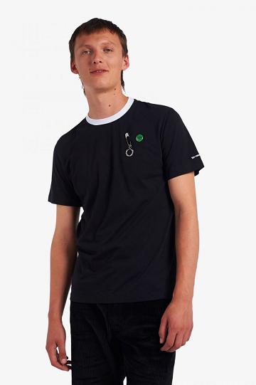 Black Fred Perry SM1949 Men's T Shirts | PH 1757QMAZ